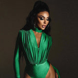Women Jumpsuit Spring Sexy V-neck Slim-Fit Long Sleeve Jumpsuit