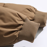 Unisex Winter Cotton Coat Color Letter Print Stand-up Collar Cotton-Padded Clothes Vintage Loose and Warm Cotton Jacket