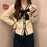 Women Knitwear Spring and Autumn Red V-neck Sweater Cardigan Knitted Cardigan