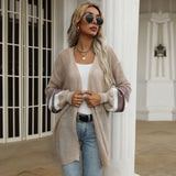 Women Knitted Sweater Autumn Knitted Loose Multicolor Hollow Mesh Breathable Sweater Coat