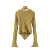 Women Sweater Knitwear Autumn Sexy Flared Long Sleeve Knitted Cardigan