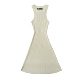 Women Dresses Summer round Neck Sleeveless Cold-Shoulder Sexy Skirt (Xds0414)