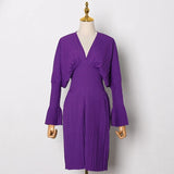 Women Dresses Spring V-neck Long Sleeve Short Dress (Qymy0409)