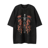 Men T Shirt Retro Fashion Brand Skull Flame Print T-shirt