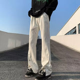 Men Jeans Slim Fit Bootcut Trousers Slit Pants