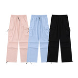 Men Sweatpants Solid Color Pleated Casual Trousers Loose Track Pants Drawstring Jogger Pants