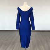Women's Evening Dress round Neck Long Sleeve Bandage One-Piece Dress