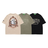 Men T Shirt Vintage Angel Print Short Sleeve T-shirt