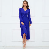 Women Date Dress Sexy V-neck Dress Long Skirt