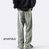 Men Jeans Spring Retro Straight-Leg Pants