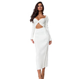 Women Dresses Fall Hollow Backless Dress (Bla0420)