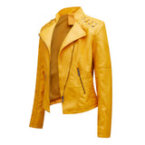 Red Leather Jacket Spring and Autumn Women's Leather Jacket Women's Short Jacket