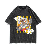Anime Nika Luffy Washed Old Retro T-Shirt Short Sleeve
