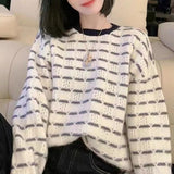 Women Knitwear Autumn and Winter Striped round Neck Sweater Loose Sweater
