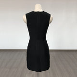 Women Evening Dress Sexy Sexy Sleeveless Grid Evening Dress Bandage One-Piece Dress