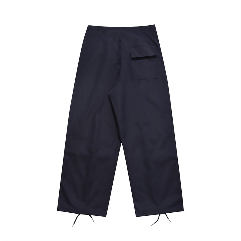 Men Sweatpants Pleated Workwear Casual Pants Double-Layer Mesh Lining Sports Straight Trousers