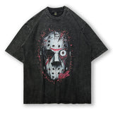 Men T Shirt Retro Abstract Print Worn Looking Washed-out Short Sleeve T-shirt