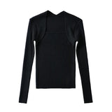 Women Sweater Knitwear Autumn Long Sleeve Square-Neck Knitwear