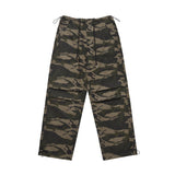 Men Sweatpants Tooling Camouflage Pants Pleated Casual Straight-Leg Drawstring Trousers