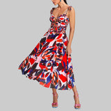 Women Evening Dress Bohemian Dress Summer V-neck Brace Backless