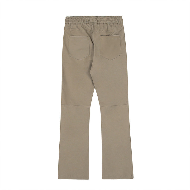 Men Sweatpants Breasted Slit Straight-Leg Trousers Patchwork Pocket Casual Working Pants
