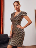 Women's Evening Gown Sexy Retro Sequins Dress Gown