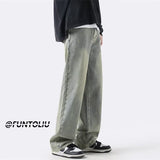 Men Jeans Spring Retro Straight-Leg Pants