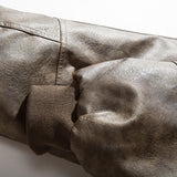 Unisex Winter Cotton Coat down Jacket Retro Loose PU Leather down Jacket