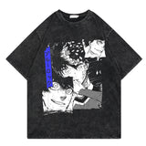 Washed retro t-shirt cartoon print graphic casual cotton summer short sleeves