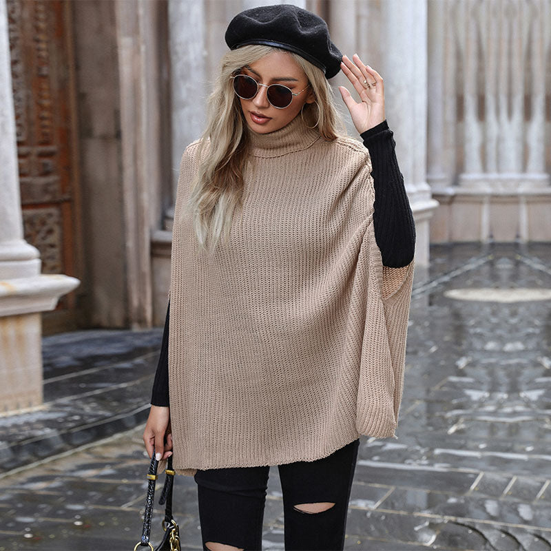 Women Knitted Sweater Autumn and Winter Turtleneck Shawl Knitted