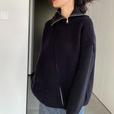 Women Winter Knitted Sweater Autumn and Winter Loose-Fitting Long Sleeve Sweater 1t8850