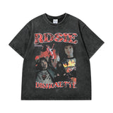 Men T Shirt Hip Hop Retro Wash Short Sleeve T-shirt