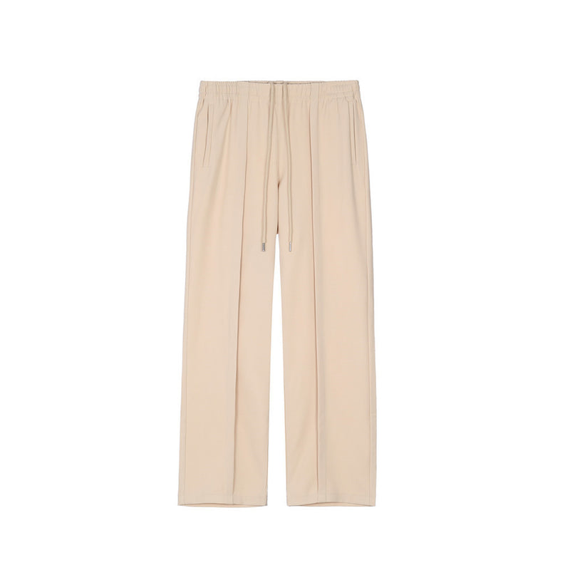Men Sweatpants Solid Color Casual Sweatpants Loose Straight Trousers