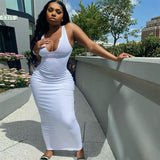 Women Dresses Sexy Dress Summer Sexy U Collar Sleeveless Slim Fit Skirt