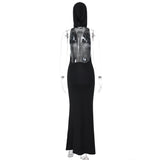 Women Dresses Spring Sexy Backless Hooded Slim Fit Sleeveless Dress