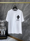 Chh Chrome Hearts T Shirts Embroidered Sanskrit Alphabet Cross Sports Loose Short Sleeve T-Shirt