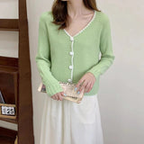 Women Knitwear Autumn V-neck Sweater Loose Knitted Cardigan