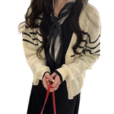 Women Knitwear Autumn and Winter Striped Sweater Loose Casual Knitted Cardigan