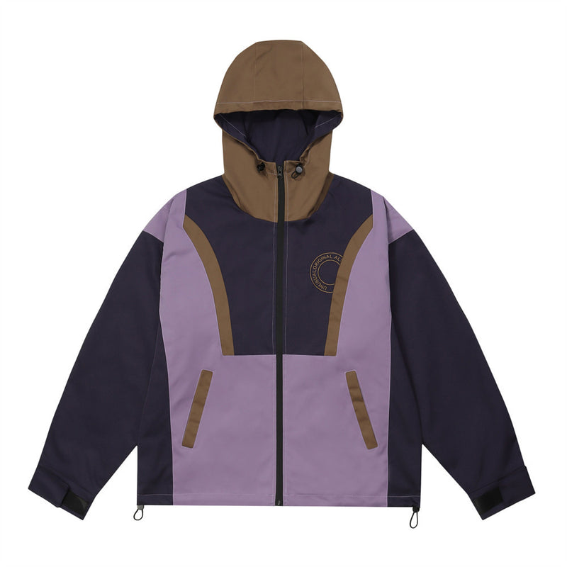 Men Jacket Coat Shell Jacket Men's Windproof Sports Jacket Patchwork Turtleneck Hooded Jacket