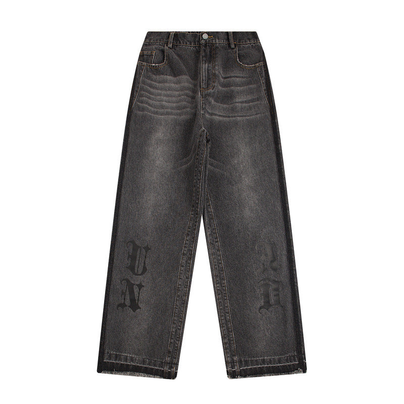 Men Jeans Men and Women Retro Straight-Leg Trousers
