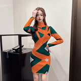 Women Maxi Dress Autumn and Winter Turtleneck Knitted Dress