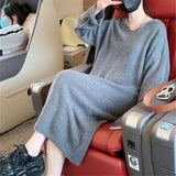 Women Knitwear Fall Winter Hooded Long Sweater Loose Sweater