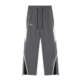 Men Sweatpants Color Contrast Patchwork Straight Casual Pants Sports Wide Legs Trousers