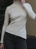 Ladies Leisure Knitwear Skinny Knit Bottoming Shirt Autumn and Winter Long-Sleeved Shirt