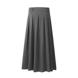 Women Long Skirt Pleated Mid-Length Skirt A- Line Skirt Loose Casual Umbrella Skirt
