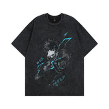 Men T Shirt Cartoon Printed Short Sleeve T-shirt Hip Hop Retro Half Sleeve T-shirt