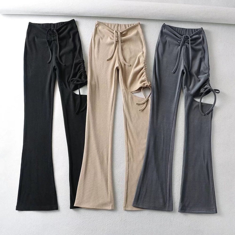 Women Sweatpants Hollow-out Casual Pants Spring and Autumn Bell-Bottom Pants