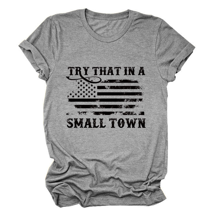 Casual crew neck women's T-shirt personalized printing fashion short sleeves