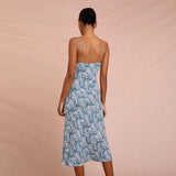 Robe Bridgerton Floral Sexy Mid-Length to Long Slim Fit Retro Spaghetti Straps Dress