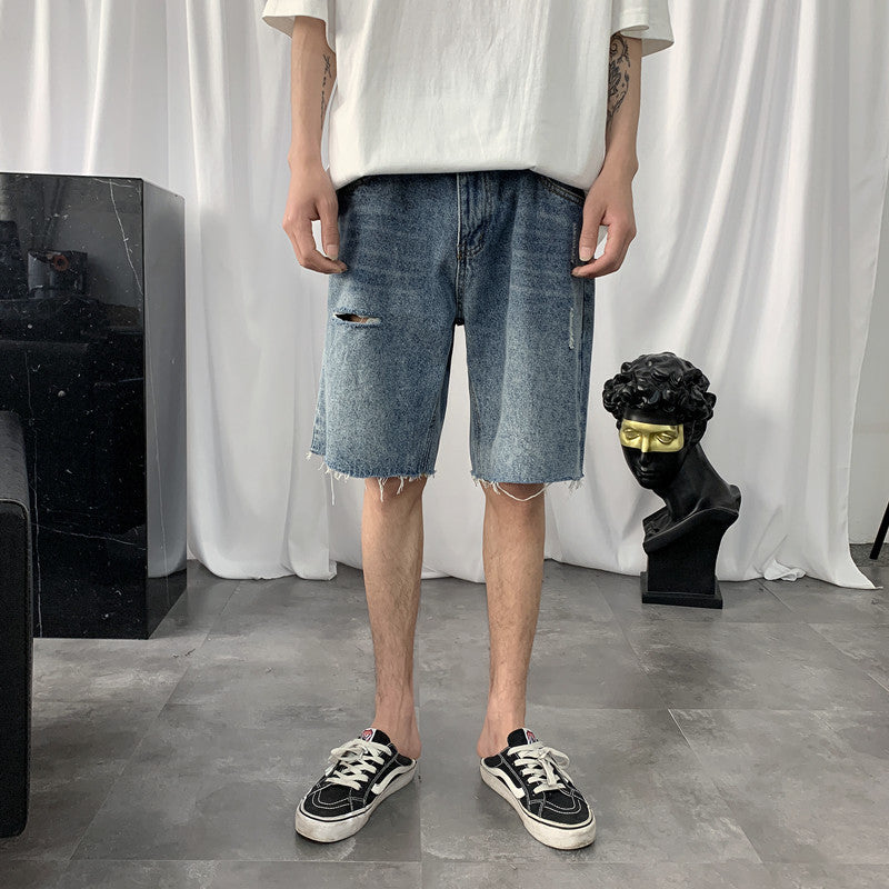 Men Jeans Ripped Denim Shorts Casual Shorts